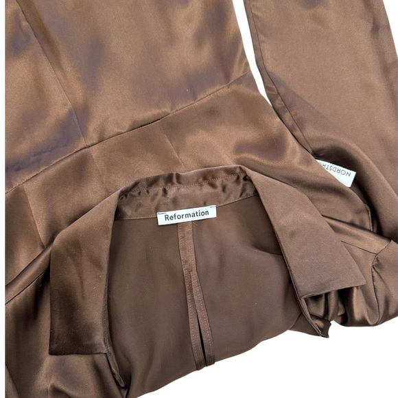 NWT Sold Out Reformation Lyon Silk Midi Shirt Dress in Brown Size 6 - Picture 11 of 12